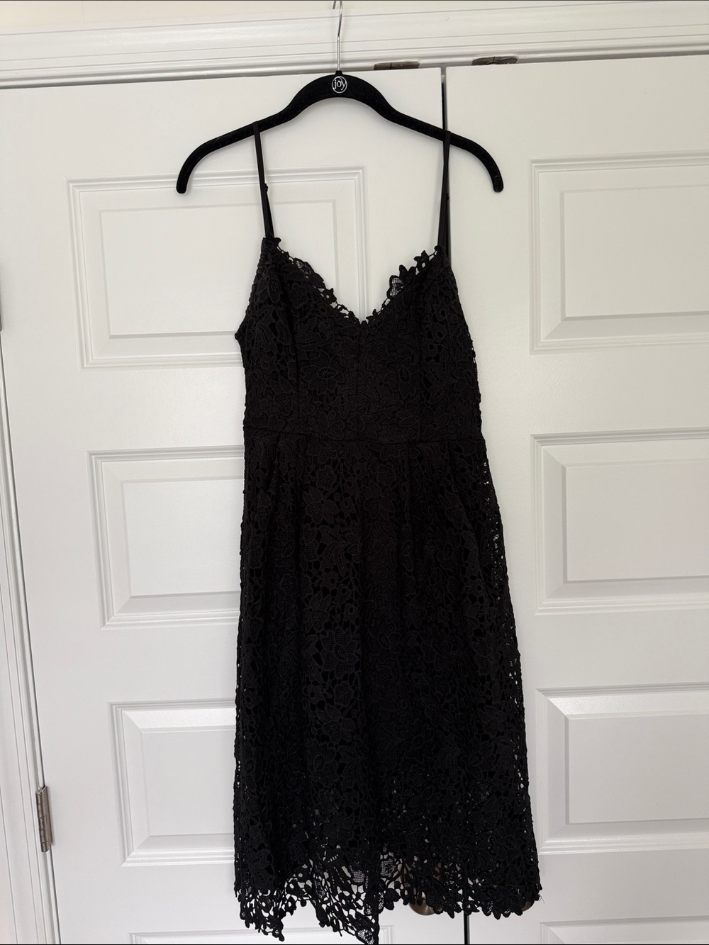 Astr Black Lace Midi Dress with Spaghetti Straps